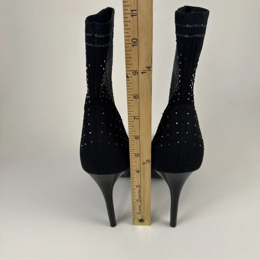 Jessica Simpson Lytona Booties Womens 9 Black Rhinestone Stiletto Sock Boots